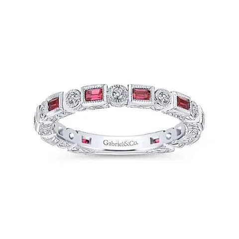 14K W Gold 0.50cttw Ruby 0.14cttw Diamond Band