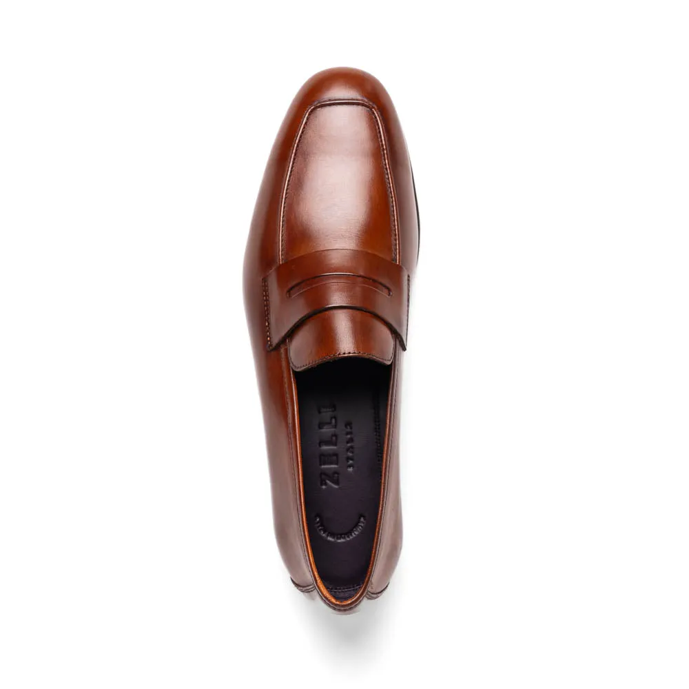 15-750-CGN Tippa Italian Calfskin Penny Loafers Cognac