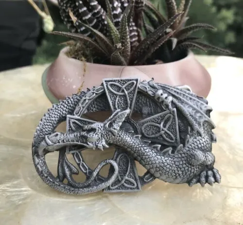 1991 Solid Pewter SG1013 Dragon Belt Buckle Signed Gaelon