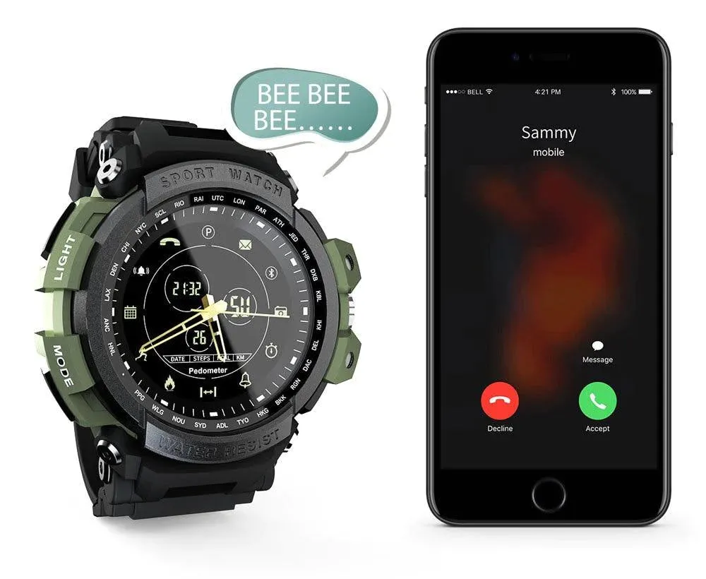 50 Meter Waterproof Sport Smartwatch with Bluetooth Call Remind for IOS