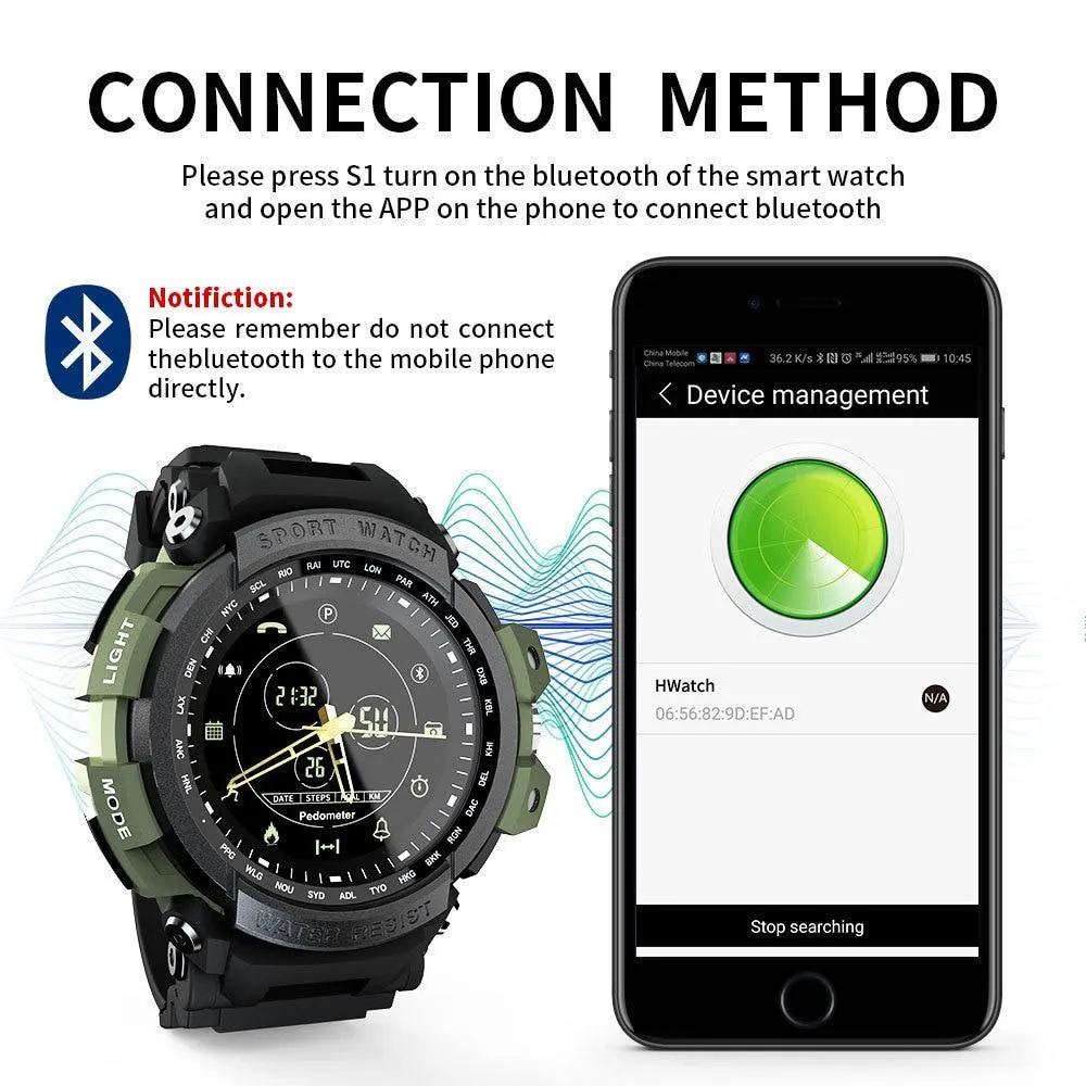 50 Meter Waterproof Sport Smartwatch with Bluetooth Call Remind for IOS