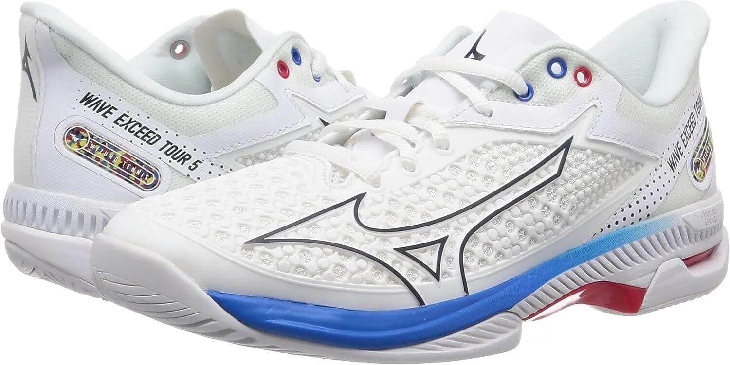 61GA2270 MIZUNO Tennis Shoes WAVE EXCEED TOUR 5 AC White Navy Blue US 10 JP28cm