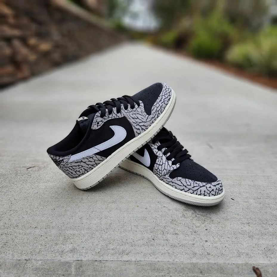 Stylish Air Jordan 1 Low OG GS Elephant Print Sneakers for Kids