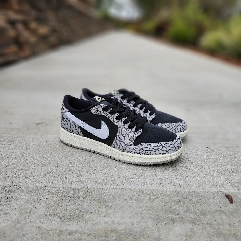 Stylish Air Jordan 1 Low OG GS Elephant Print Sneakers for Kids