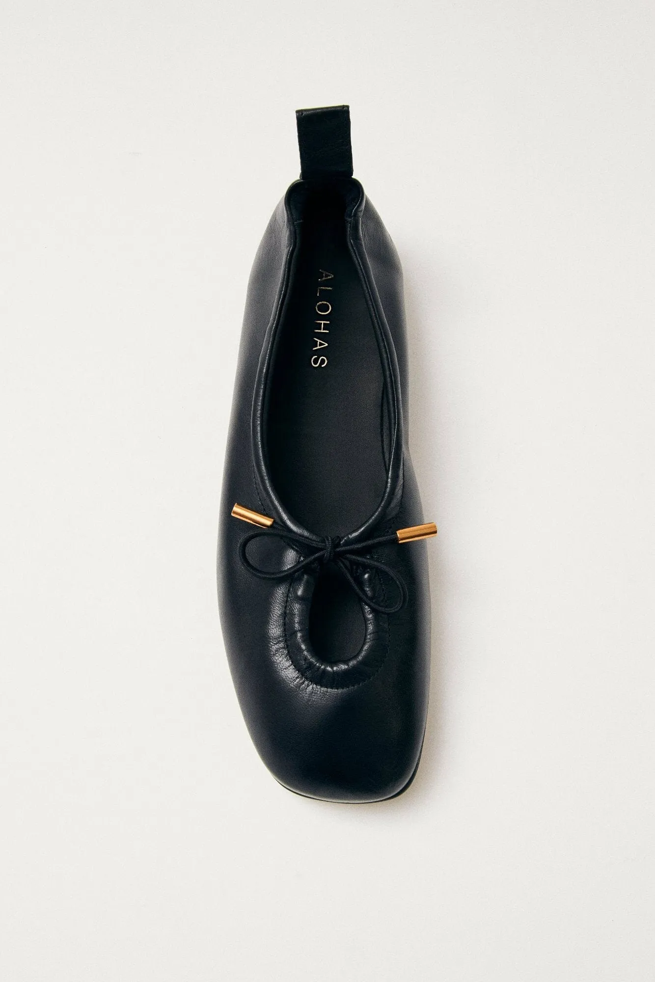 ALOHAS - Rosalind Black Leather Ballet Flats