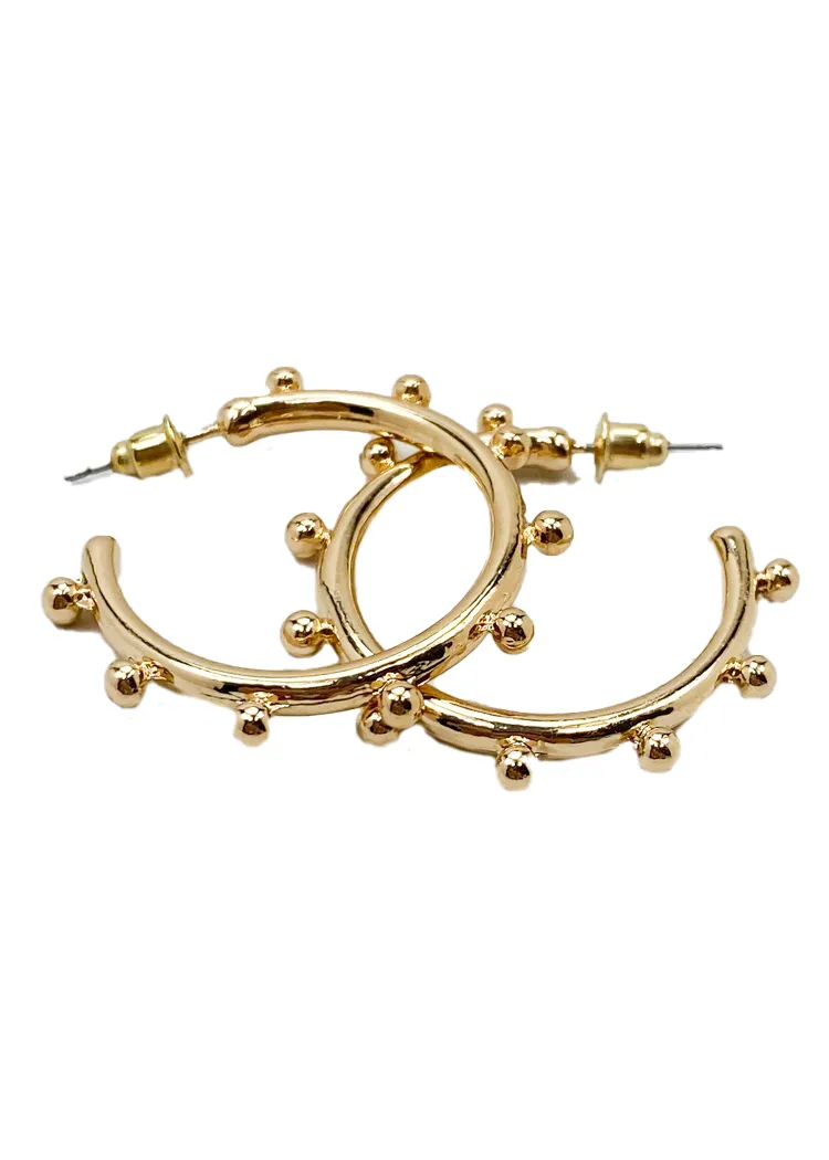 Angelo Ball Detail Hoops - Gold