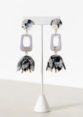 Anguilla Petal Drop Earrings-Black