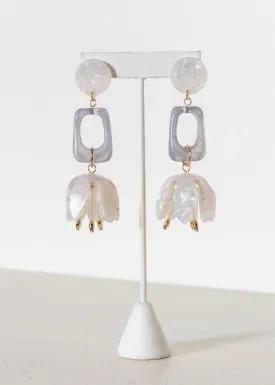 Anguilla Petal Drop Earrings- White