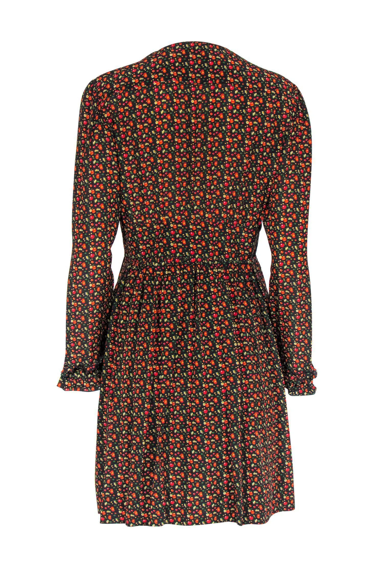 A.P.C. - Cherry Print Ruffle Neckline A-Line Dress Sz 6