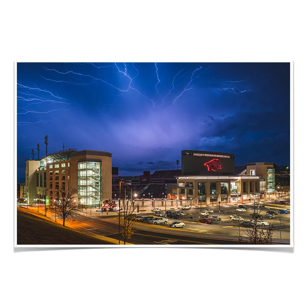 Arkansas Razorbacks - Lightning Over Donald W. Reynolds Razorback Stadium