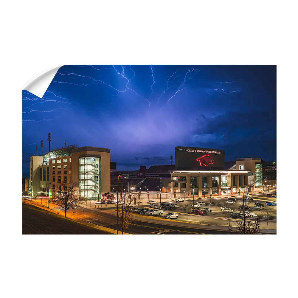 Arkansas Razorbacks - Lightning Over Donald W. Reynolds Razorback Stadium