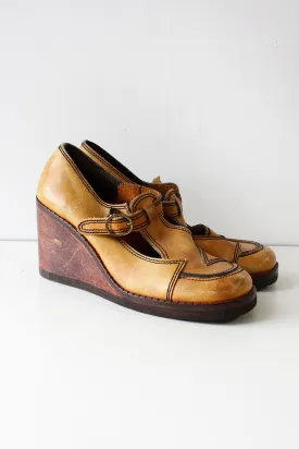 Ashbury Leather Wooden Wedges 8