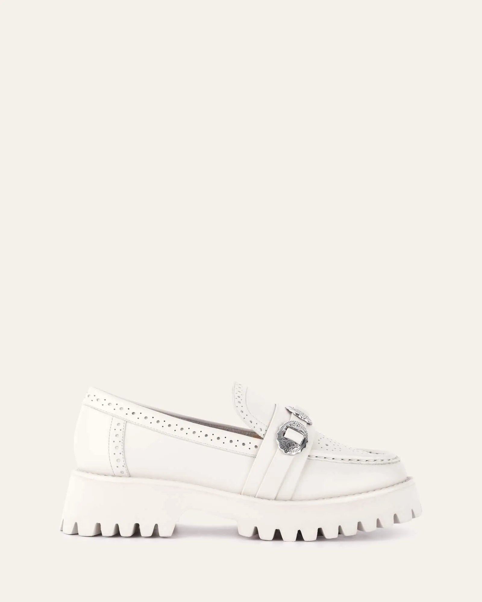 BARBARA LOAFERS OFF WHITE LEATHER