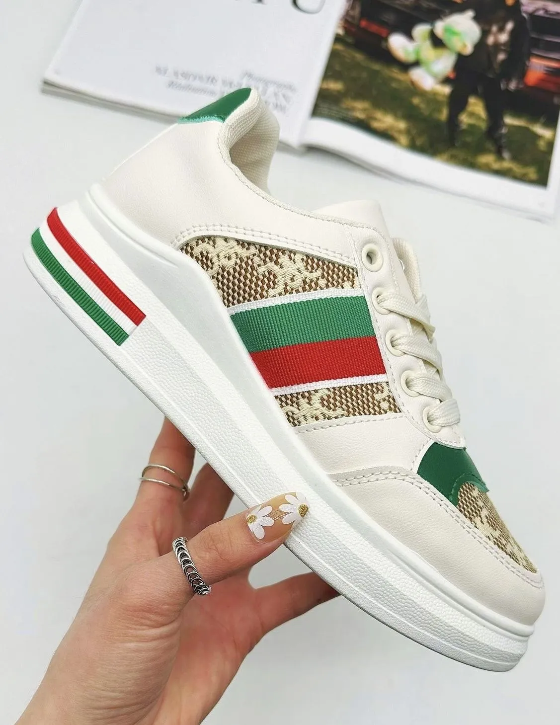 Beatrissa Green Side Stripe Trainers