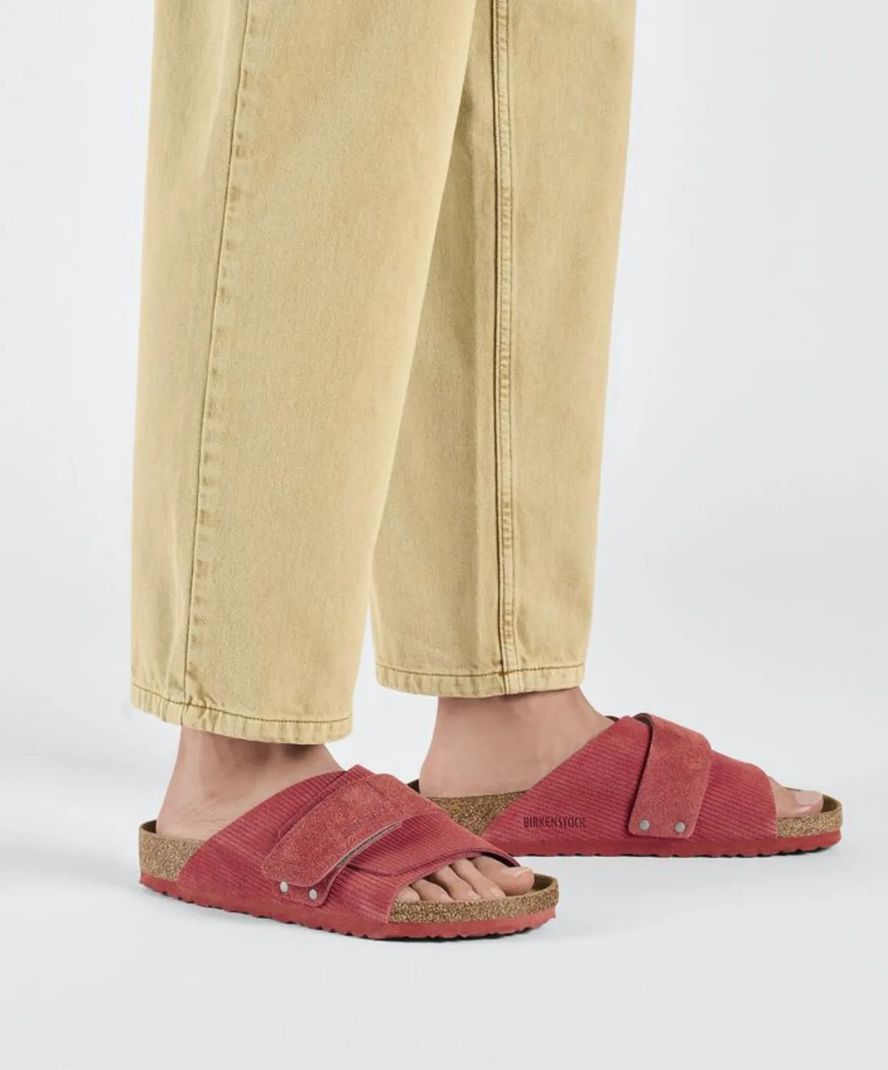 Birkenstock Kyoto Corduroy Embossed Suede Leather Sienna Red Sandals