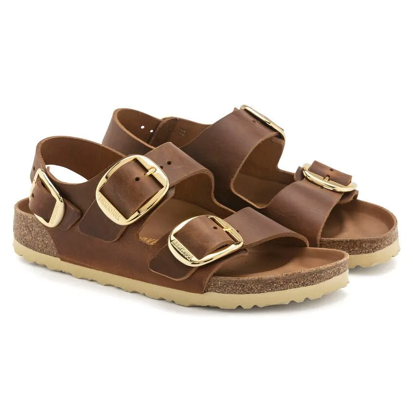 Birkenstock Women's Milano Big Buckle - Cognac Oiled Leather