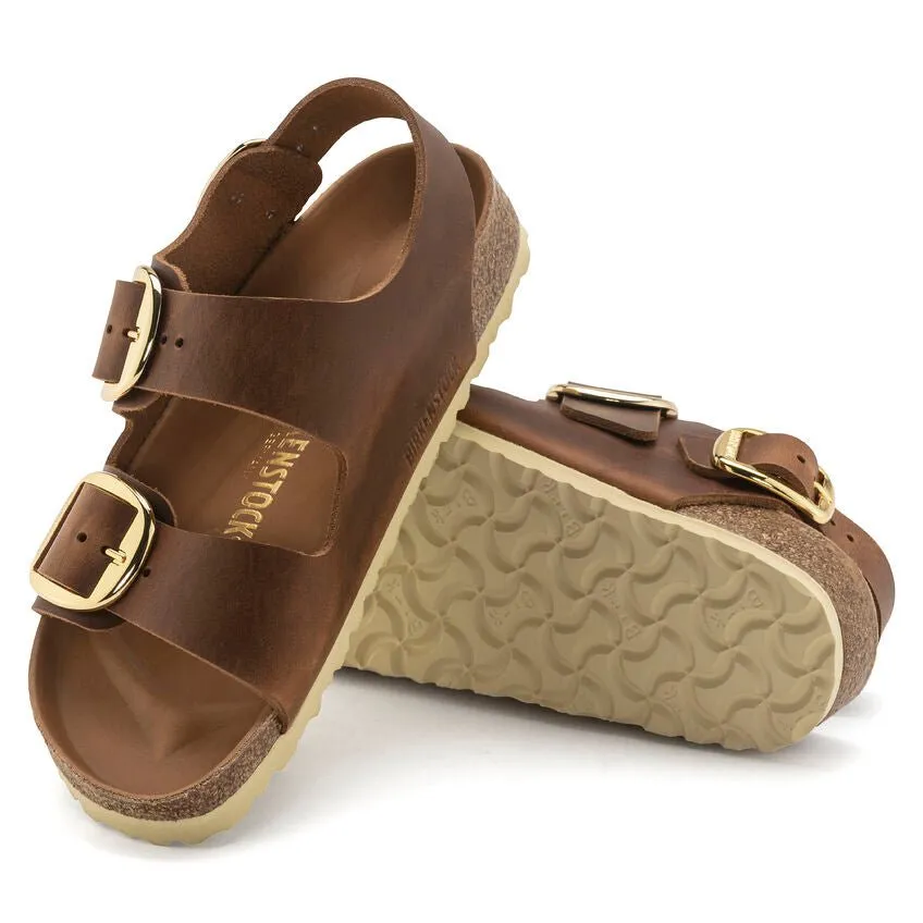 Birkenstock Women's Milano Big Buckle - Cognac Oiled Leather