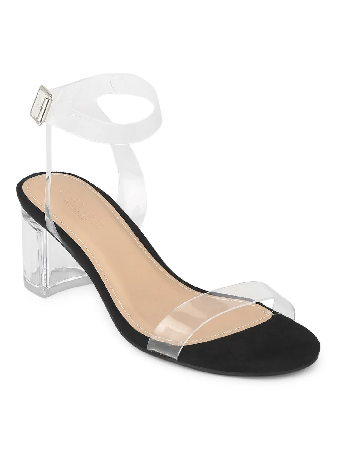 Black Micro Low Perspex Heels