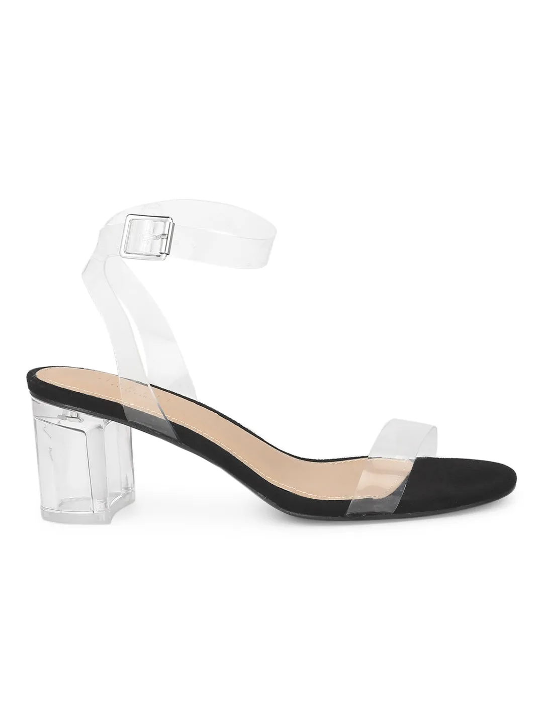 Black Micro Low Perspex Heels