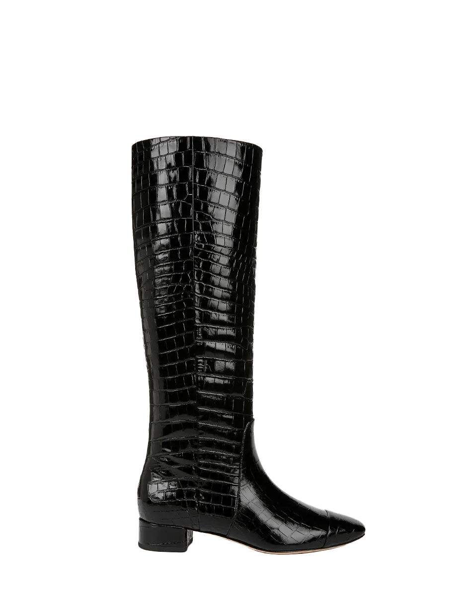 Cecile Croc-Embossed Tall Boot