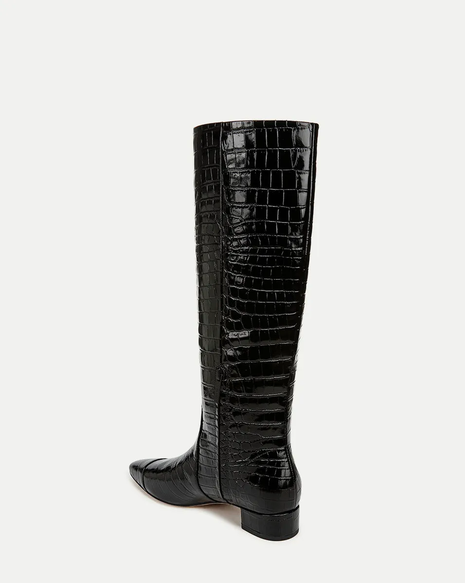 Cecile Croc-Embossed Tall Boot