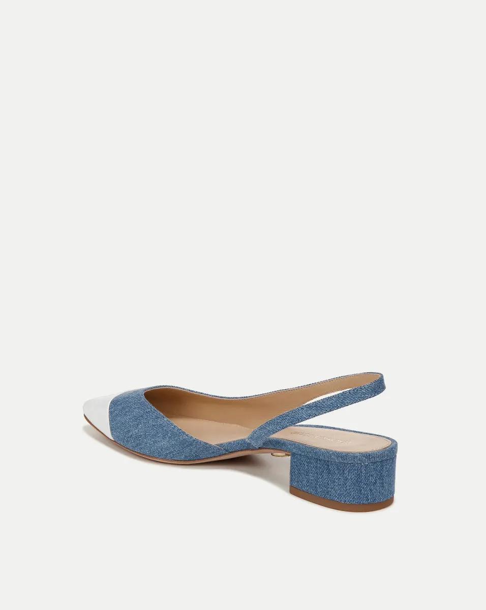 Cecile Denim Cap-Toe Slingback