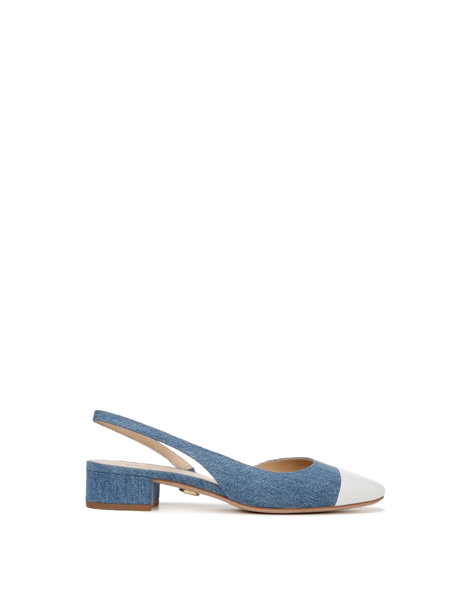 Cecile Denim Cap-Toe Slingback