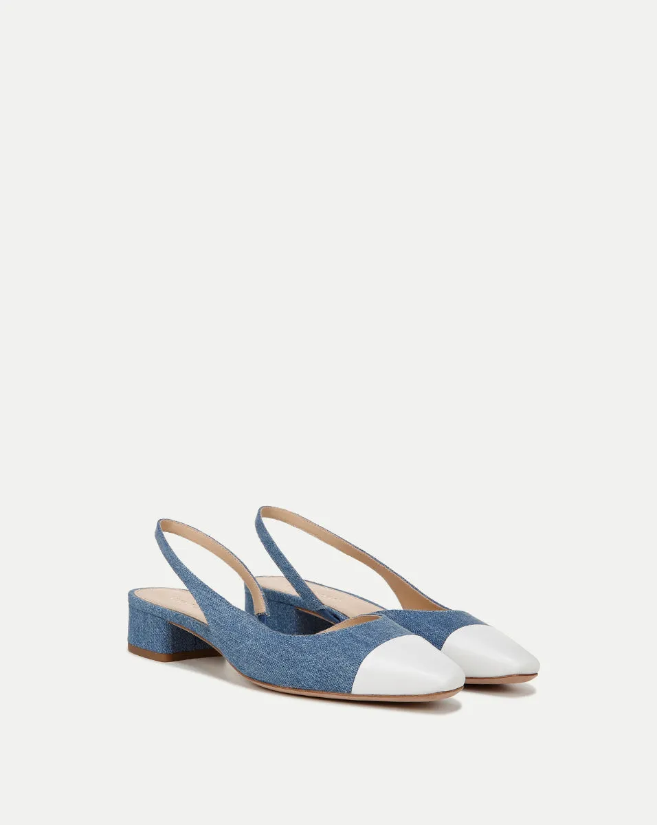 Cecile Denim Cap-Toe Slingback