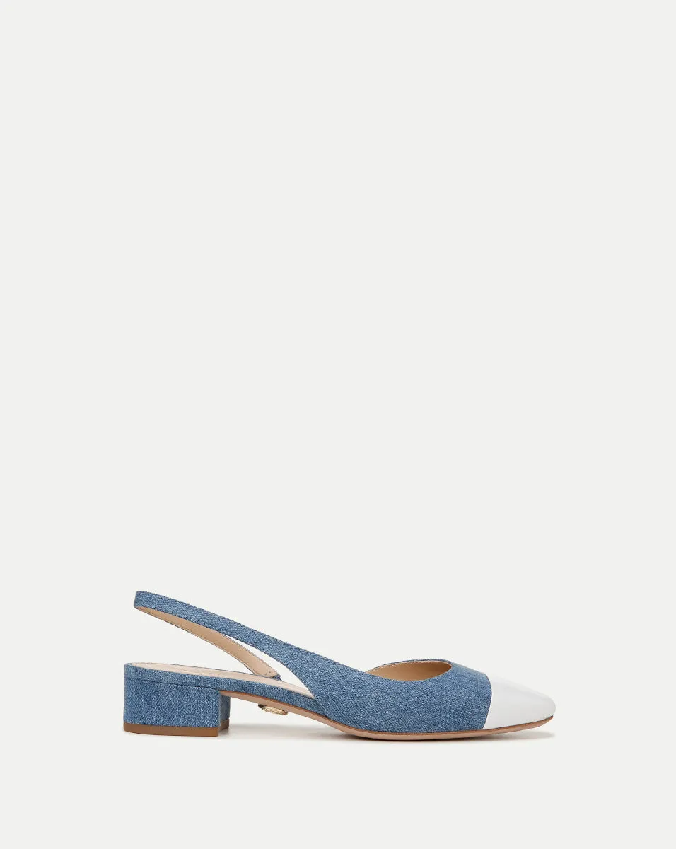 Cecile Denim Cap-Toe Slingback