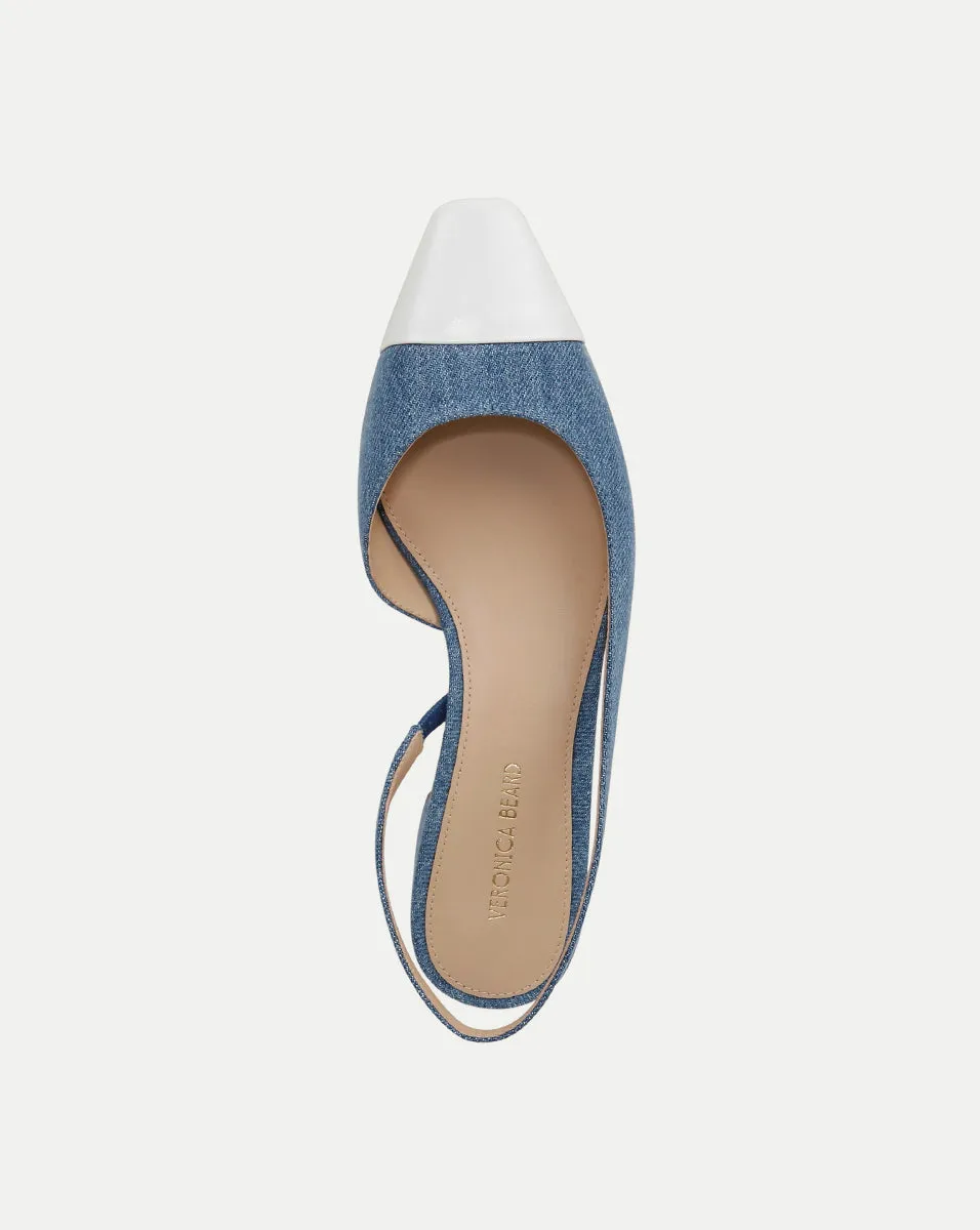 Cecile Denim Cap-Toe Slingback