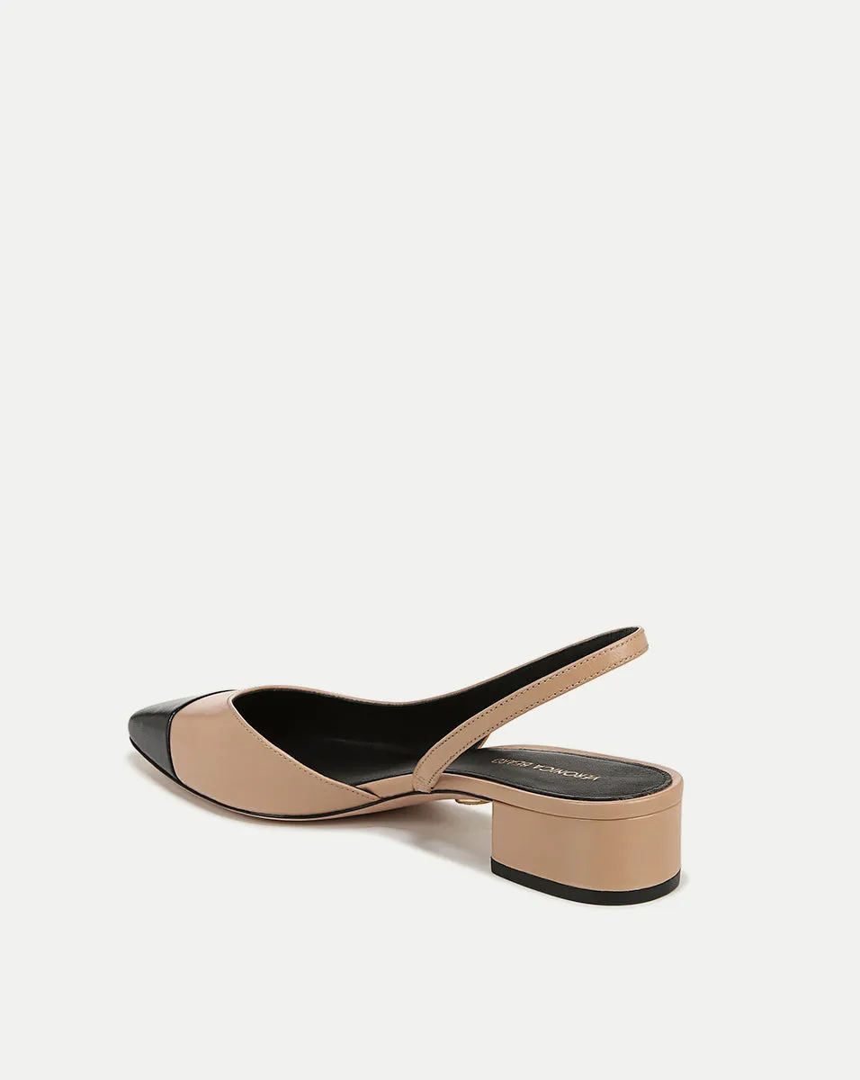 Cecile Leather Cap-Toe Slingback