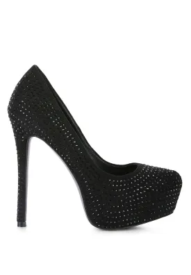 clarisse diamante faux suede high heeled pumps