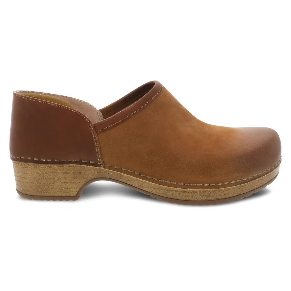 Dansko Womens Brenna Slip-Resistant Casual Clogs, Tan Leather