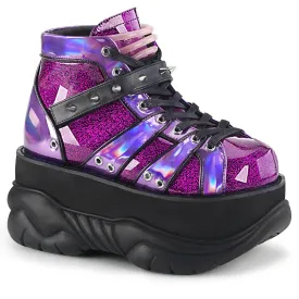 Demonia NEPTUNE-100 | Purple Glitter & Hologram Unisex Boots