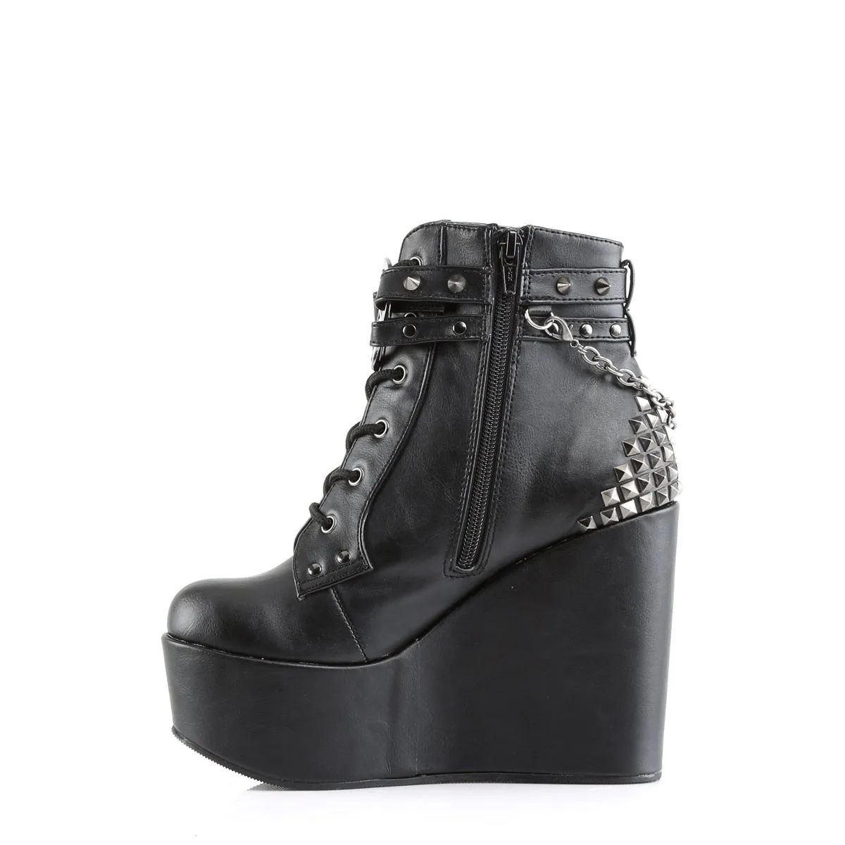 Demonia POISON-101 | Black Vegan Leather Ankle Boots