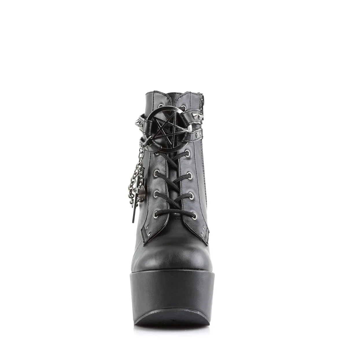 Demonia POISON-101 | Black Vegan Leather Ankle Boots