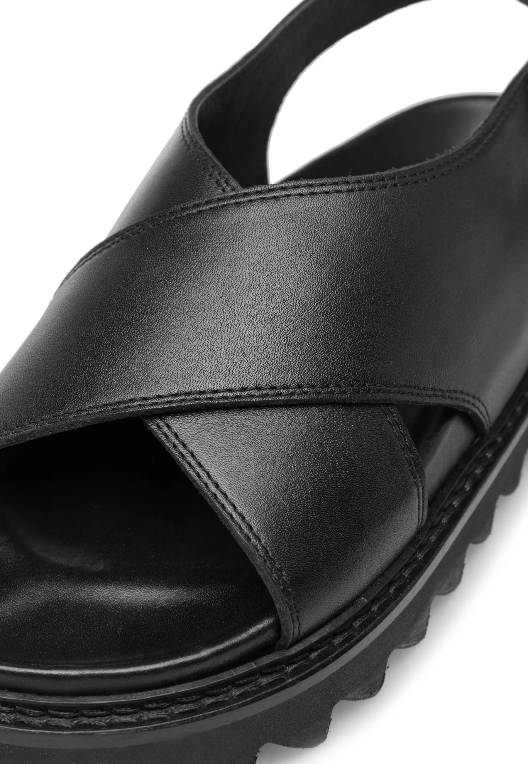 Diana Black Leather Chunky Sandals