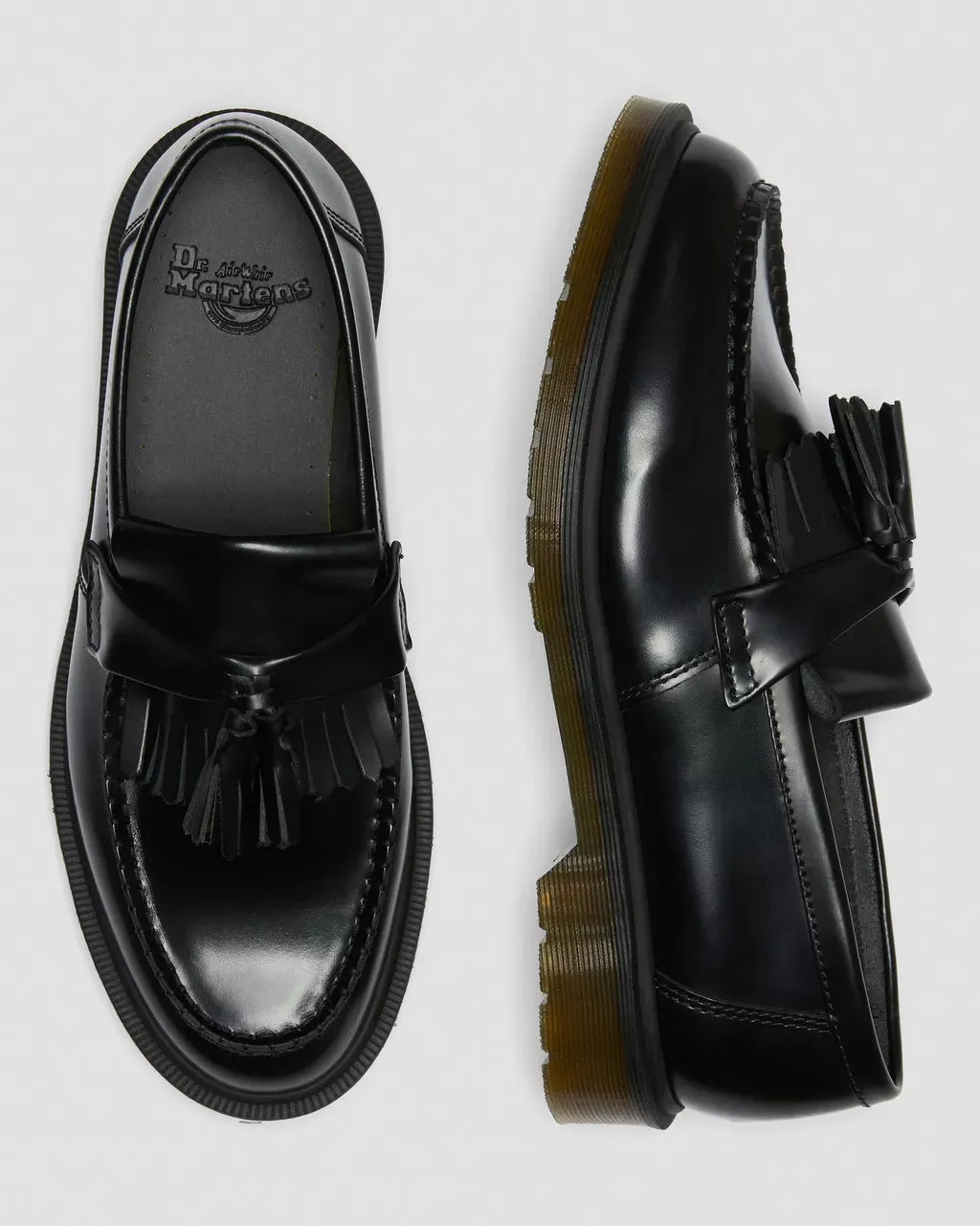 Doc Martens UNISEX ADRIAN SMOOTH LEATHER TASSEL LOAFERS (BLACK POLISHED SMOOTH)