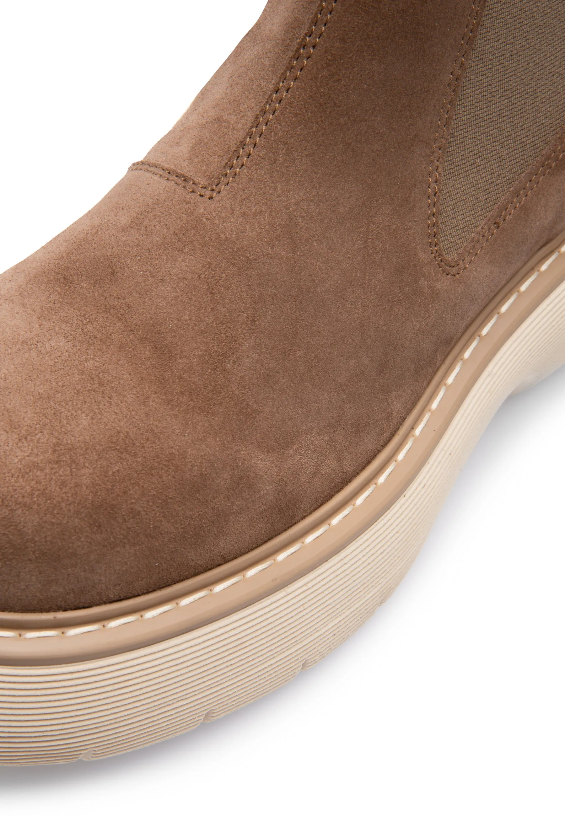 Ella Taupe Suede Leather Chelsea Boots