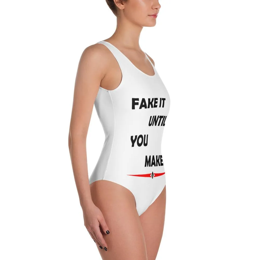 'Fake It Until You Make It' Scoop Neckline One-Piece Swimsuit