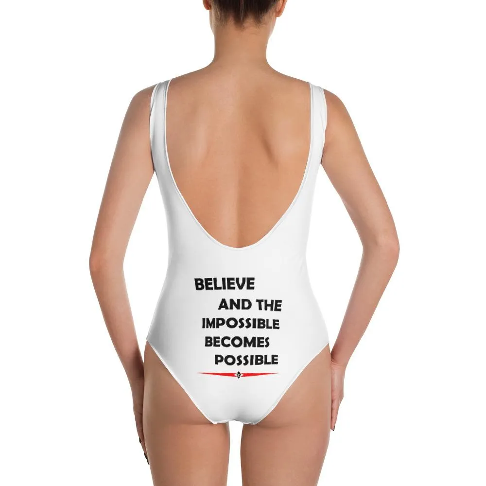 'Fake It Until You Make It' Scoop Neckline One-Piece Swimsuit