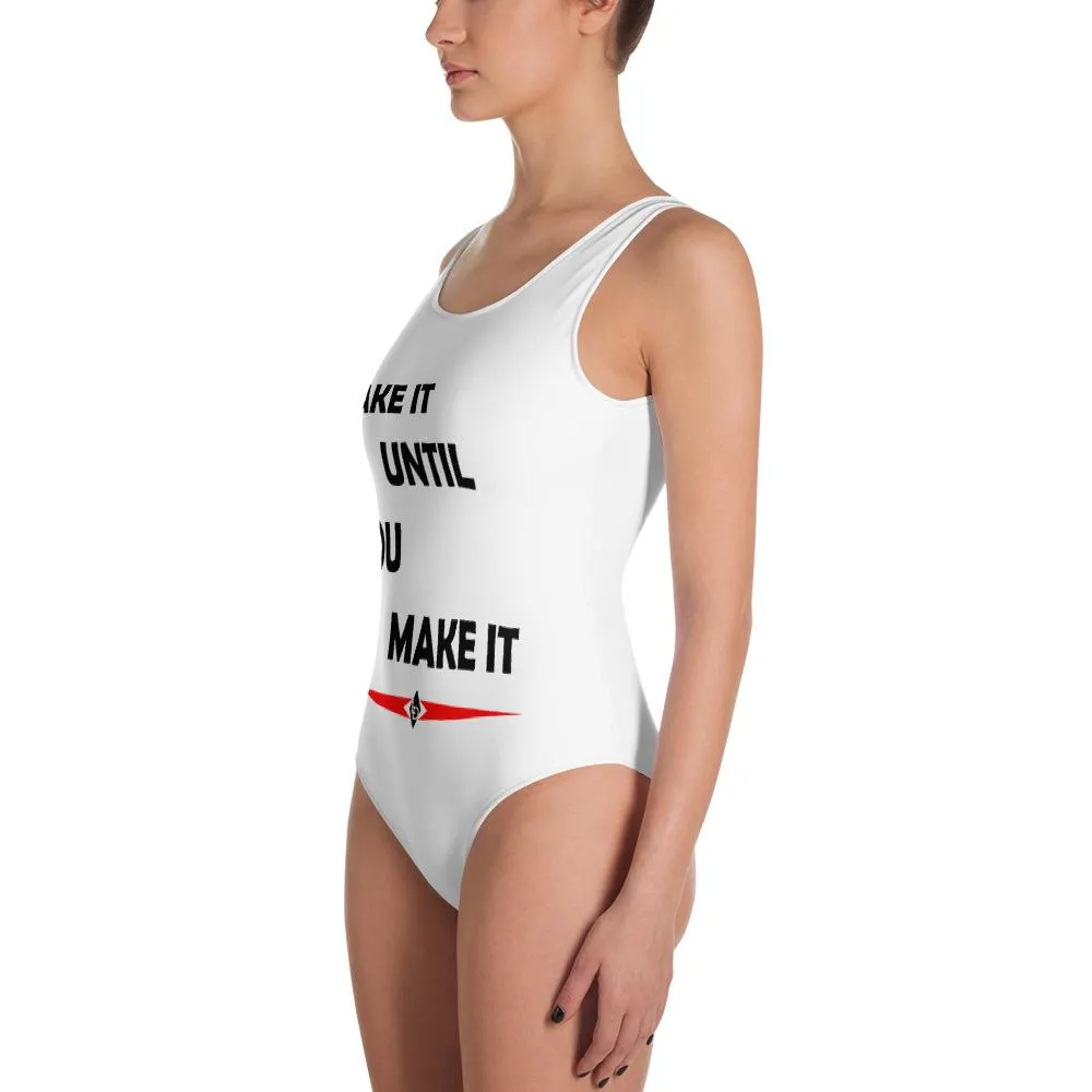 'Fake It Until You Make It' Scoop Neckline One-Piece Swimsuit