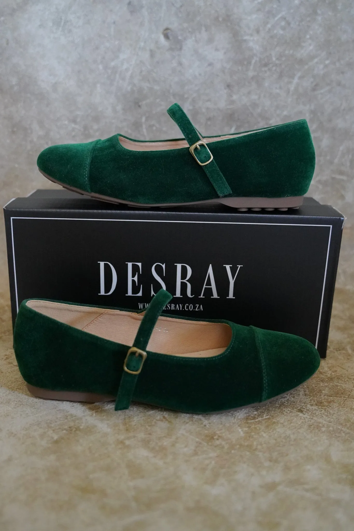 Green Velvet Mary Janes