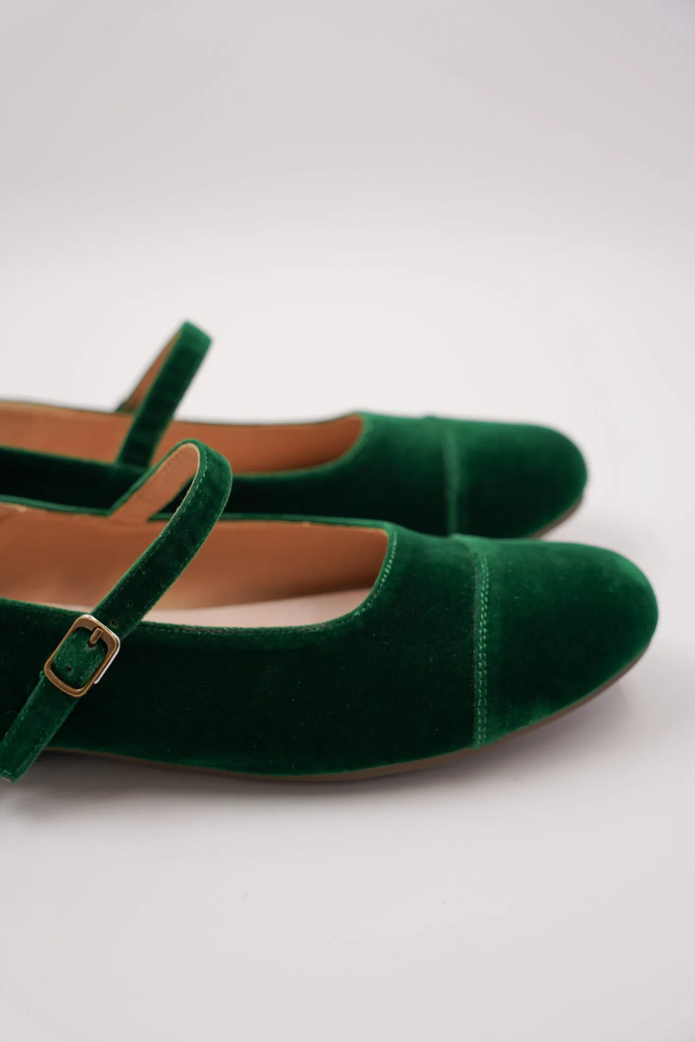 Green Velvet Mary Janes