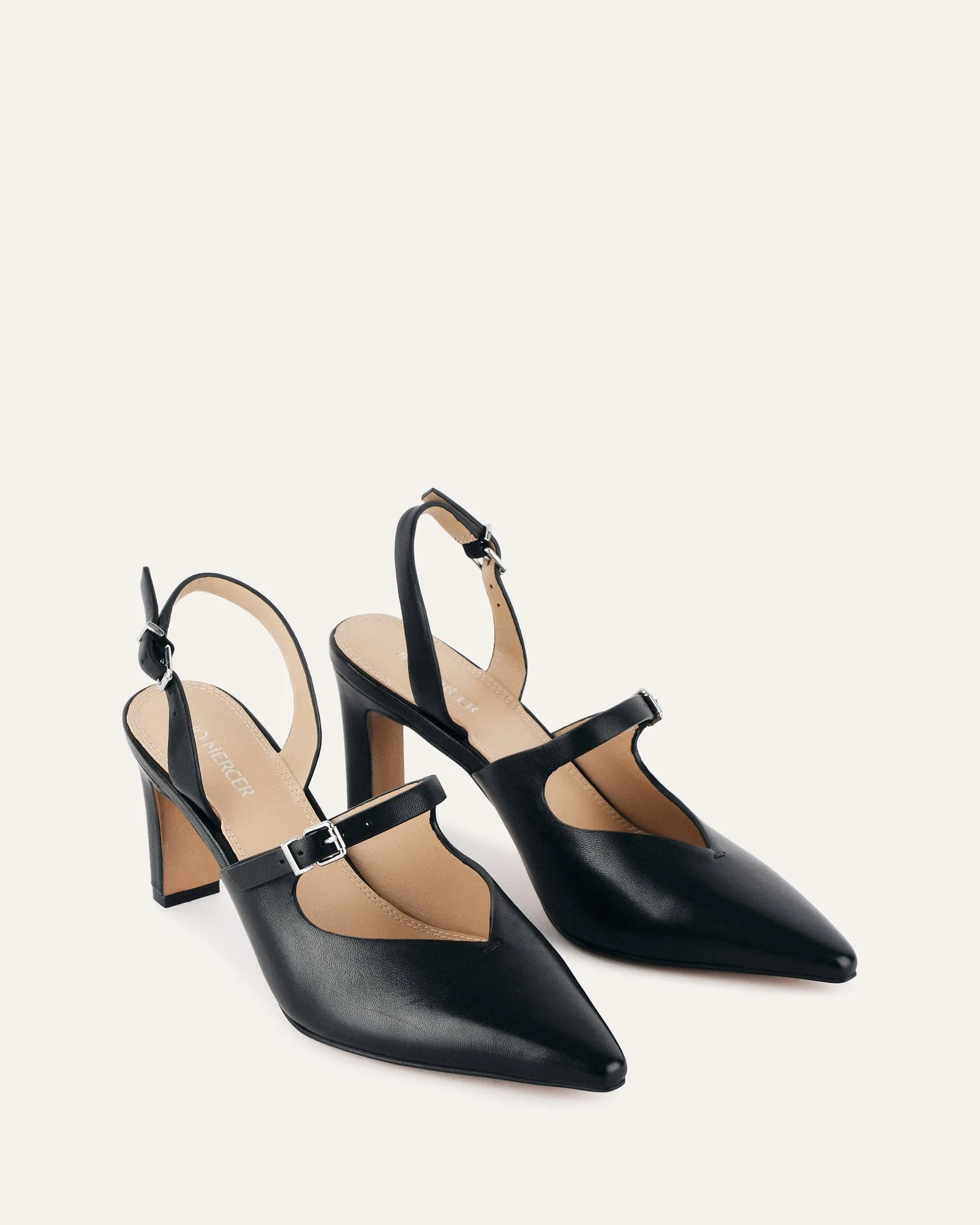 INGRID MID HEEL BLACK LEATHER