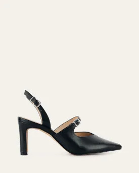 INGRID MID HEEL BLACK LEATHER