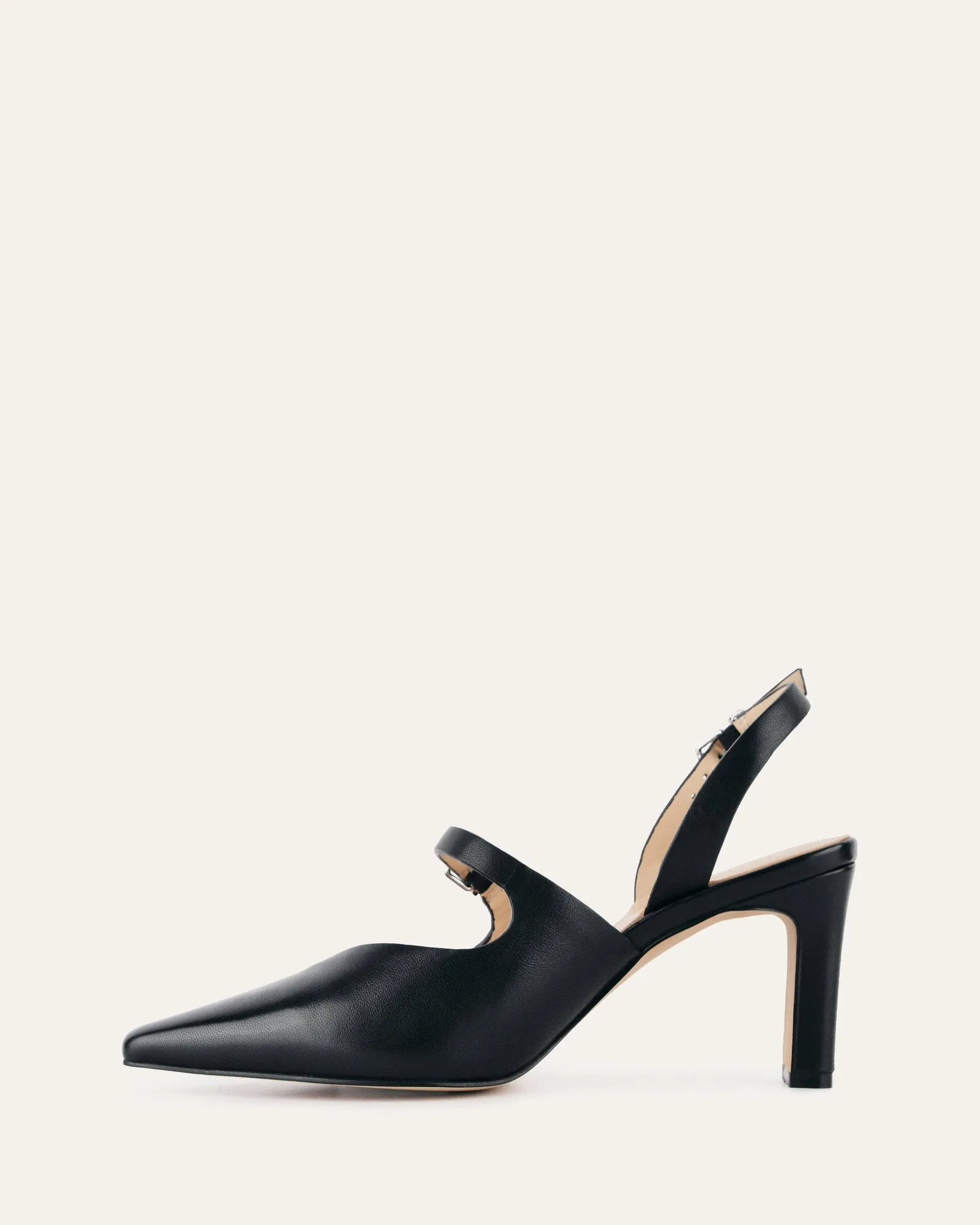 INGRID MID HEEL BLACK LEATHER