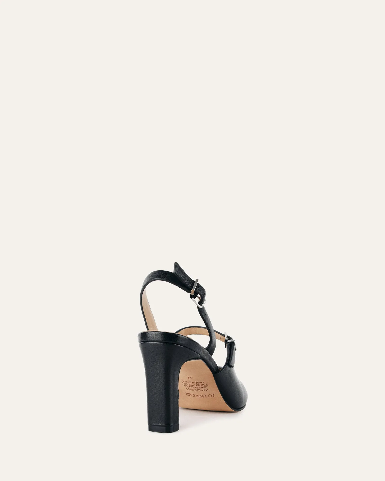 INGRID MID HEEL BLACK LEATHER