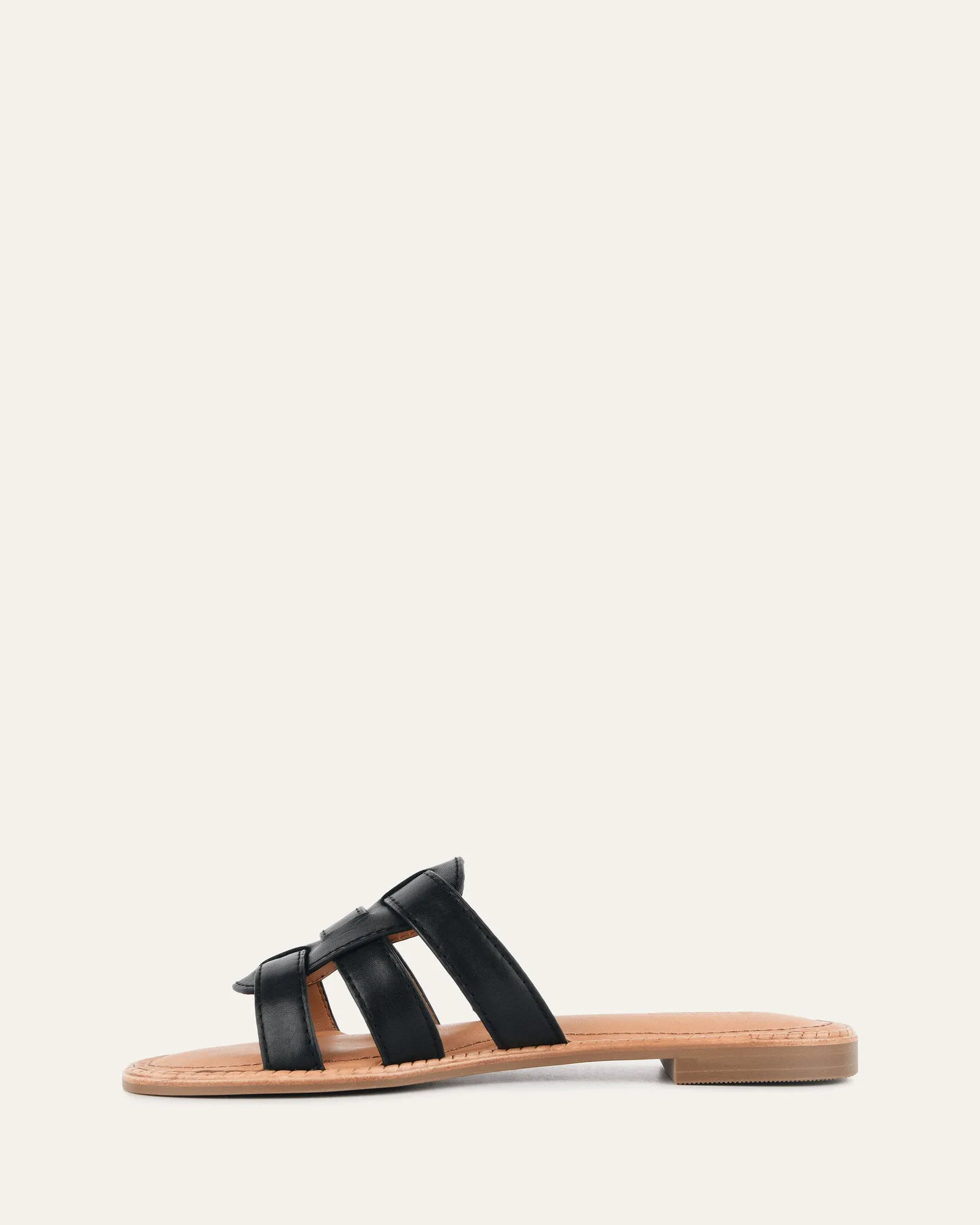 JASPER FLAT SANDALS BLACK LEATHER