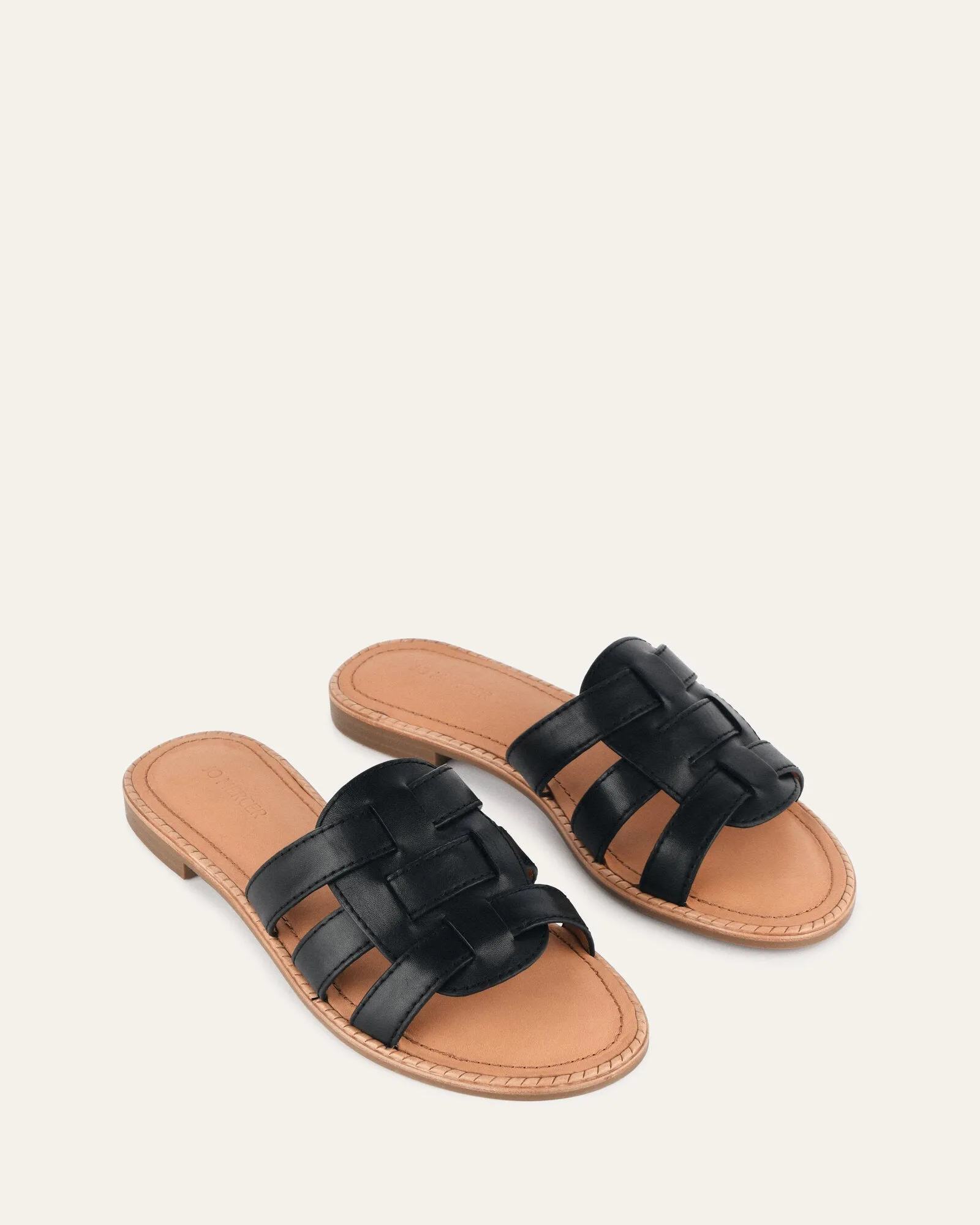 JASPER FLAT SANDALS BLACK LEATHER